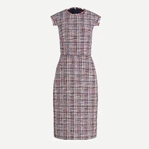 J Crew Resume Dress in Jardin Tweed Navy.  NWT Size 0P petite